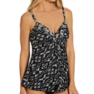 MIRACLESUIT BLACK LABYRINTH LOVE KNOT TANKINI TOP BOTTOMS SWIMSUIT 2 PC SET SZ 8